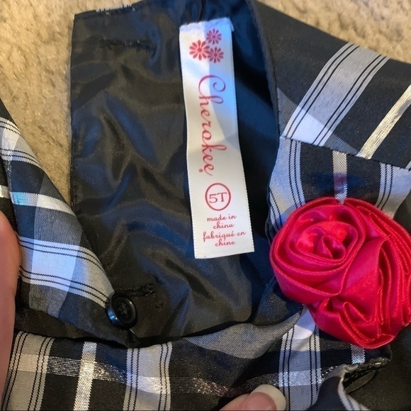 CHEROKEE Black & White Plaid Ruffled Sleeveless Fancy Dress size 5T - Picture 4 of 6